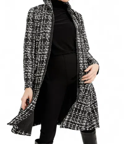 Joseph Ribkoff Plaid Coat In Black & White In Multi