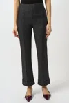 Joseph Ribkoff Plaid Cuff Heavy Knit Pull-on Flare Pants In Black/grey In Multi