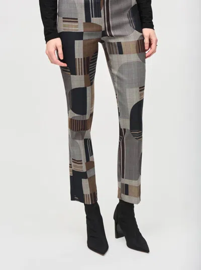 Joseph Ribkoff Plaid Geometric Straight Ankle Pant In Black/multi