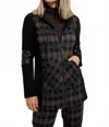 Joseph Ribkoff Plaid Hooded Jacket In Black/brown In Black