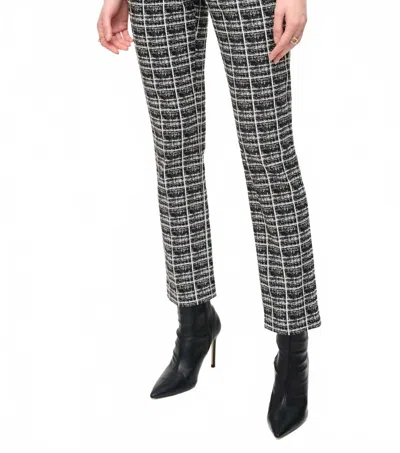 Joseph Ribkoff Plaid Jacquard Pull On Straight Pant In Black/white In Gray