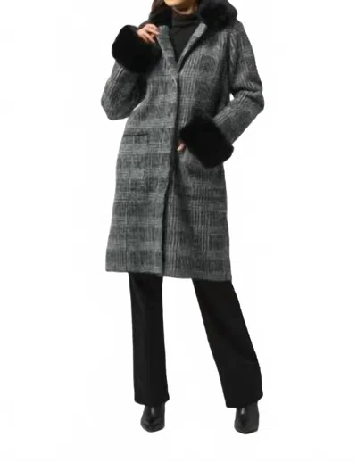 Joseph Ribkoff Plaid Long Blazer Coat In Black Multi In Gray