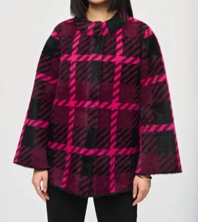 Joseph Ribkoff Plaid Long Sleeve Jacket In Punch/black In Multi