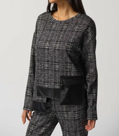 Joseph Ribkoff Plaid Long Sleeve Top In Black/multi