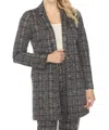 Joseph Ribkoff Plaid Open Front Blazer Jacket In Black/multi In Gray