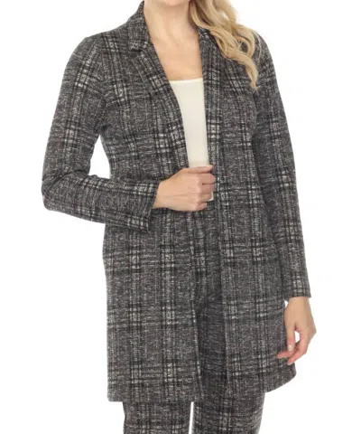Joseph Ribkoff Plaid Open Front Blazer Jacket In Black/multi In Gray