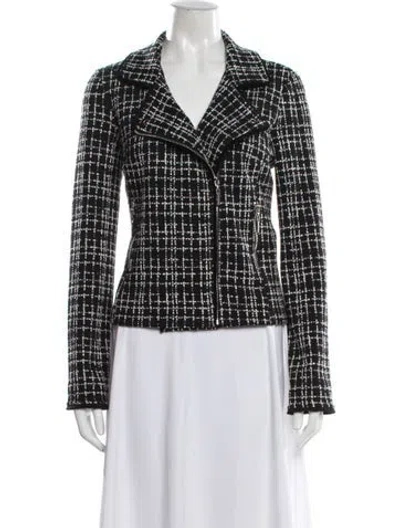 Pre-owned Joseph Ribkoff Plaid Print Jacket In Black