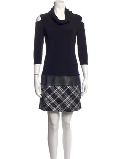 Pre-owned Joseph Ribkoff Plaid Print Mini Dress In Blue