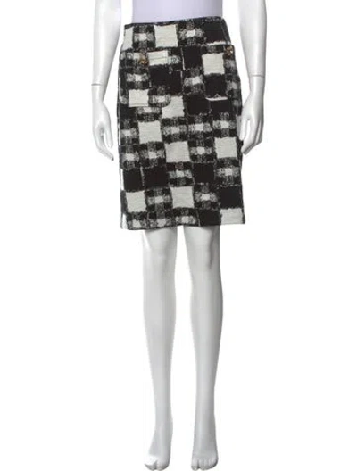 Pre-owned Joseph Ribkoff Plaid Print Mini Skirt In Black/white