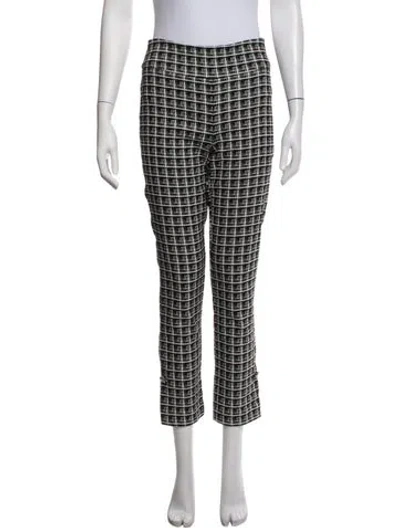 Pre-owned Joseph Ribkoff Plaid Print Straight Leg Pants In Black