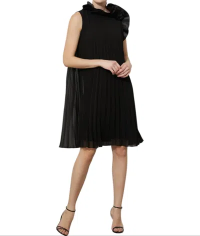 JOSEPH RIBKOFF PLEATED A-LINE DRESS IN BLACK