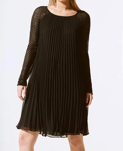 Joseph Ribkoff Pleated Chiffon Sequined Party Dress In Black