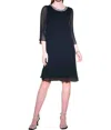 Joseph Ribkoff Pleated Chiffon Trapeze Dress In Black In Black