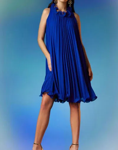 Joseph Ribkoff Pleated Cocktail Dress In Royal Sapphire In Blue