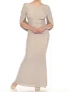 Joseph Ribkoff Pleated Drape Back Evening Dress In Champagne In Gold