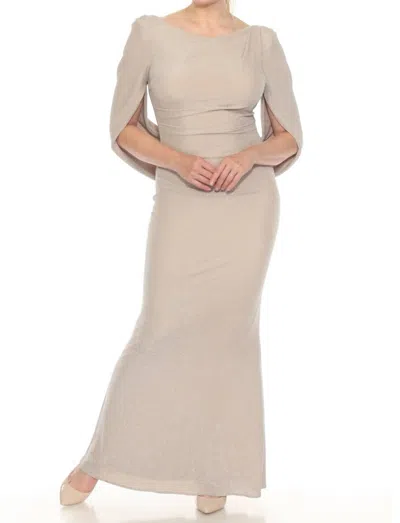Joseph Ribkoff Pleated Drape Back Evening Dress In Champagne In Gold