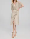 Joseph Ribkoff V-neck Wrap Dress In Champagne/gold In Multi