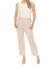 Joseph Ribkoff Pleated Front Twill Straight Leg Pants In Parchment In Brown