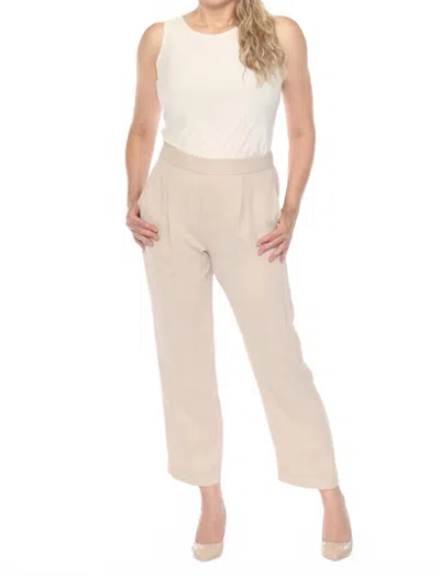 Joseph Ribkoff Pleated Front Twill Straight Leg Pants In Parchment In Brown