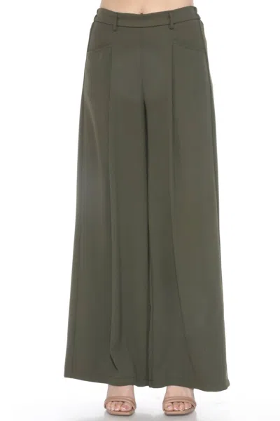 Joseph Ribkoff Pleated Front Wide Leg Trouser In Iguana Green