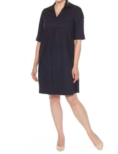 Joseph Ribkoff Pleated Half Sleeve A-line Dress In Midnight Blue