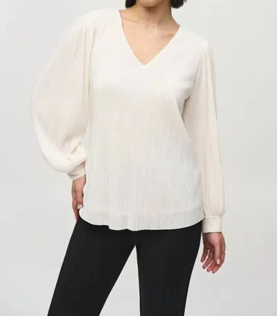 Joseph Ribkoff Pleated Knit Top In Off White