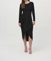 Joseph Ribkoff Pleated Midi Cocoon Dress In Black