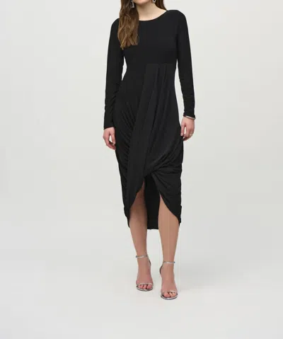 Joseph Ribkoff Pleated Midi Cocoon Dress In Black
