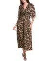 Joseph Ribkoff Pleated Midi Dress In Animal Print