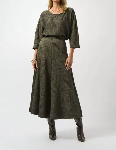Joseph Ribkoff Pleated Satin Long Flared Skirt In Avocado In Green