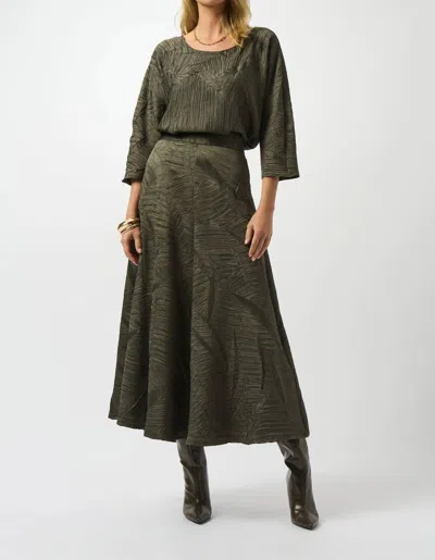 Joseph Ribkoff Pleated Satin Long Skirt In Avocado In Green