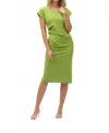 Joseph Ribkoff Pleated Side Waist Midi Dress In Greenery