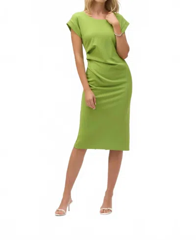 Joseph Ribkoff Pleated Side Waist Midi Dress In Greenery