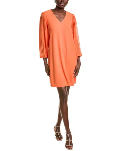 Joseph Ribkoff Pleated Sleeve Shift Dress In Orange