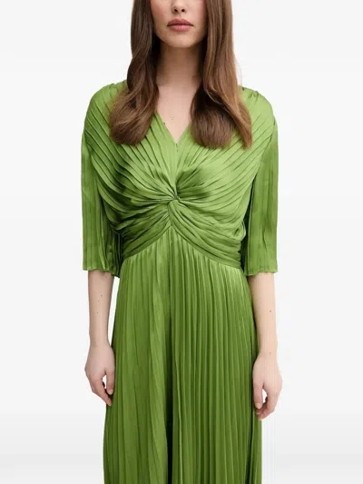 Joseph Ribkoff Pleated Twist-detail Dress In Green