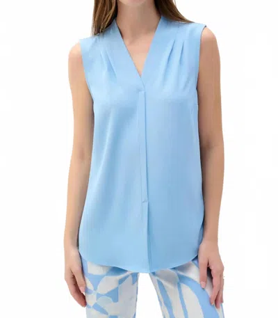 Joseph Ribkoff Pleated V-neck Sleeveless Tunic Top In Sky Blue