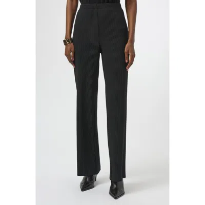 Joseph Ribkoff Pleated Wide Leg Scuba Knit Crepe Pants In Black