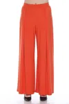 Joseph Ribkoff Pleated Wide Leg Trouser In Lava Orange In Orange