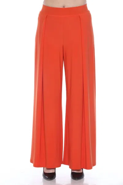 Joseph Ribkoff Pleated Wide Leg Trouser In Lava Orange