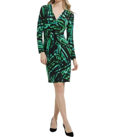 Joseph Ribkoff Pleated Wrap Dress In Green