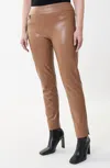 Joseph Ribkoff Pleather Wide Waist Pant In Nutmeg In Brown