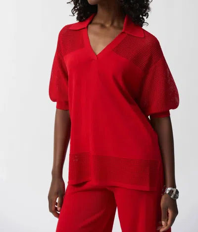 Joseph Ribkoff Pointelle Sweater In Radiant Red