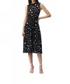 Joseph Ribkoff Polka Dot Belted Midi Dress In Black/vanilla