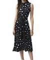 Joseph Ribkoff Silky Dot Print Dress In Black/ Vanilla In Black