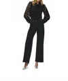 Joseph Ribkoff Polka Dot Bishop Sleeve Pullover Top In Black In Black