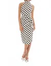 Joseph Ribkoff Polka Dot Halter Dress In Vanilla/black In White