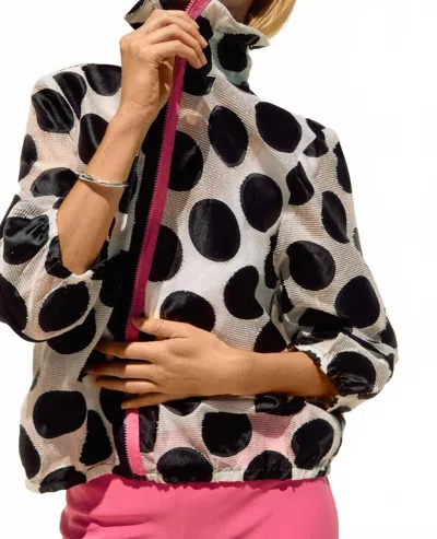 JOSEPH RIBKOFF POLKA DOT JACKET IN WHITE/BLACK