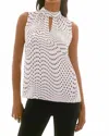 Joseph Ribkoff Polka Dot Keyhole Neck Sleeveless Top In Vanilla/multi In White