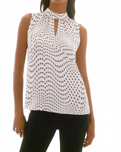 Joseph Ribkoff Polka Dot Keyhole Neck Sleeveless Top In Vanilla/multi In White