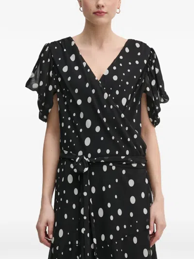 Joseph Ribkoff Polka-dot Midi Dress In Black